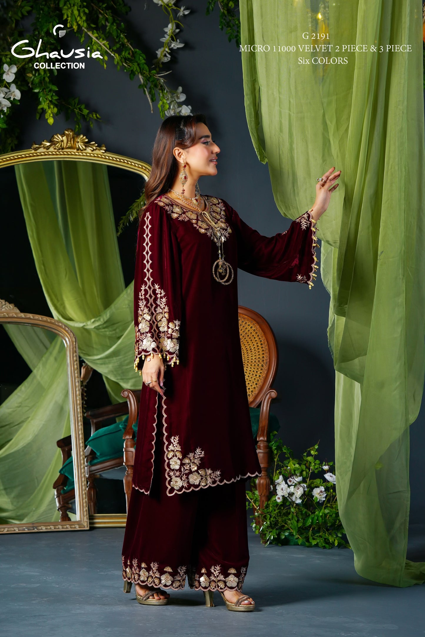 Velvet Embroidered Kurta - G2191