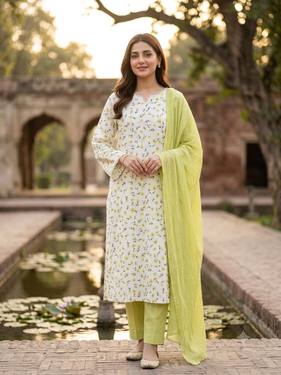Printed Lawn Kurta 3 Piece