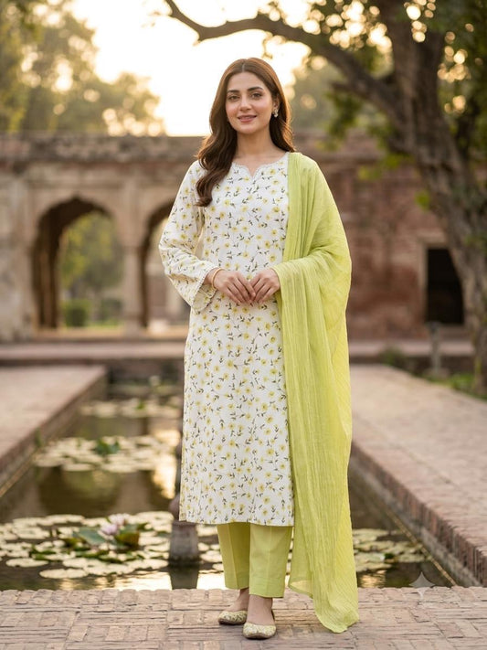 Printed Lawn Kurta 3 Piece