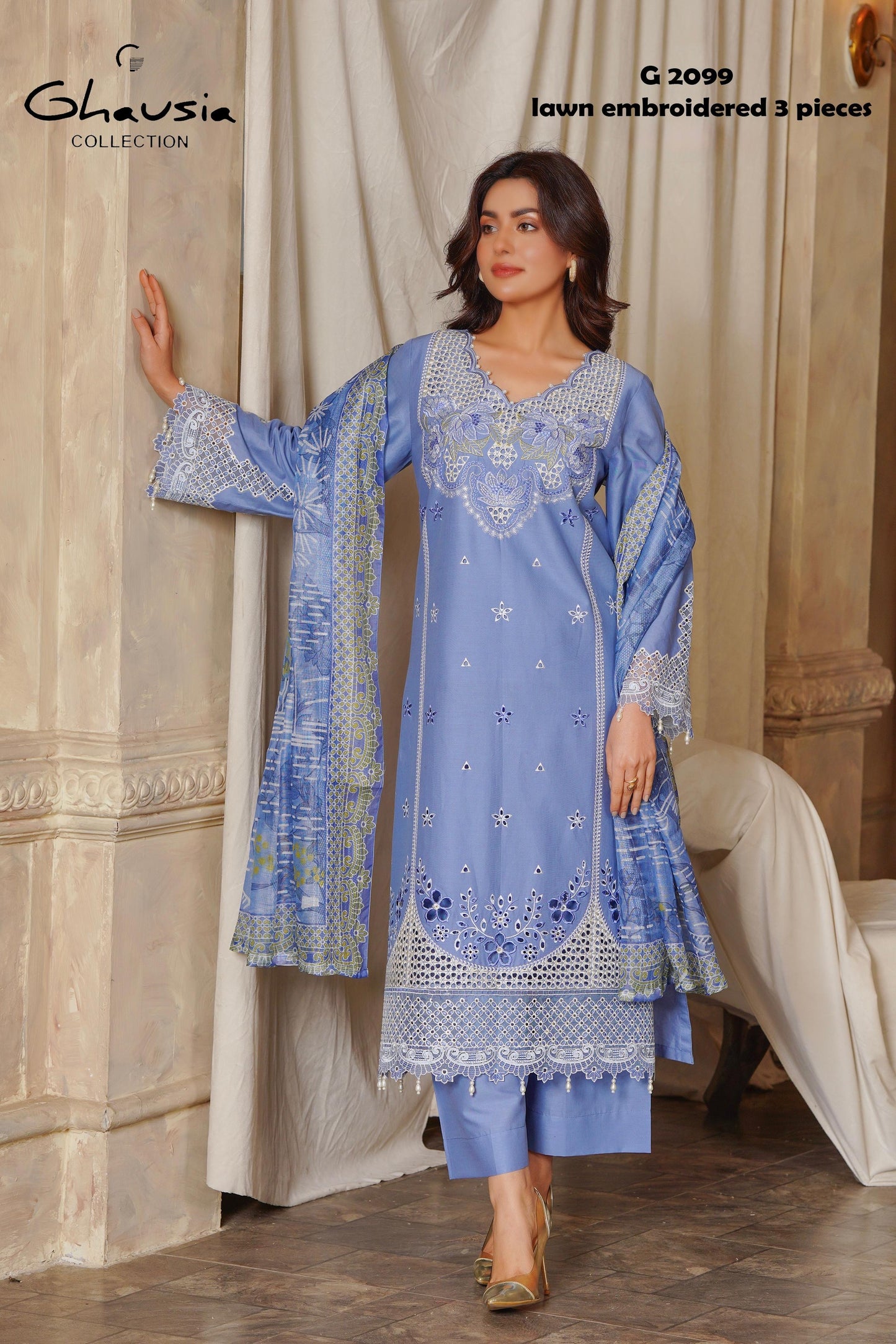 Lawn Embroidered Kurta 3P - G2099