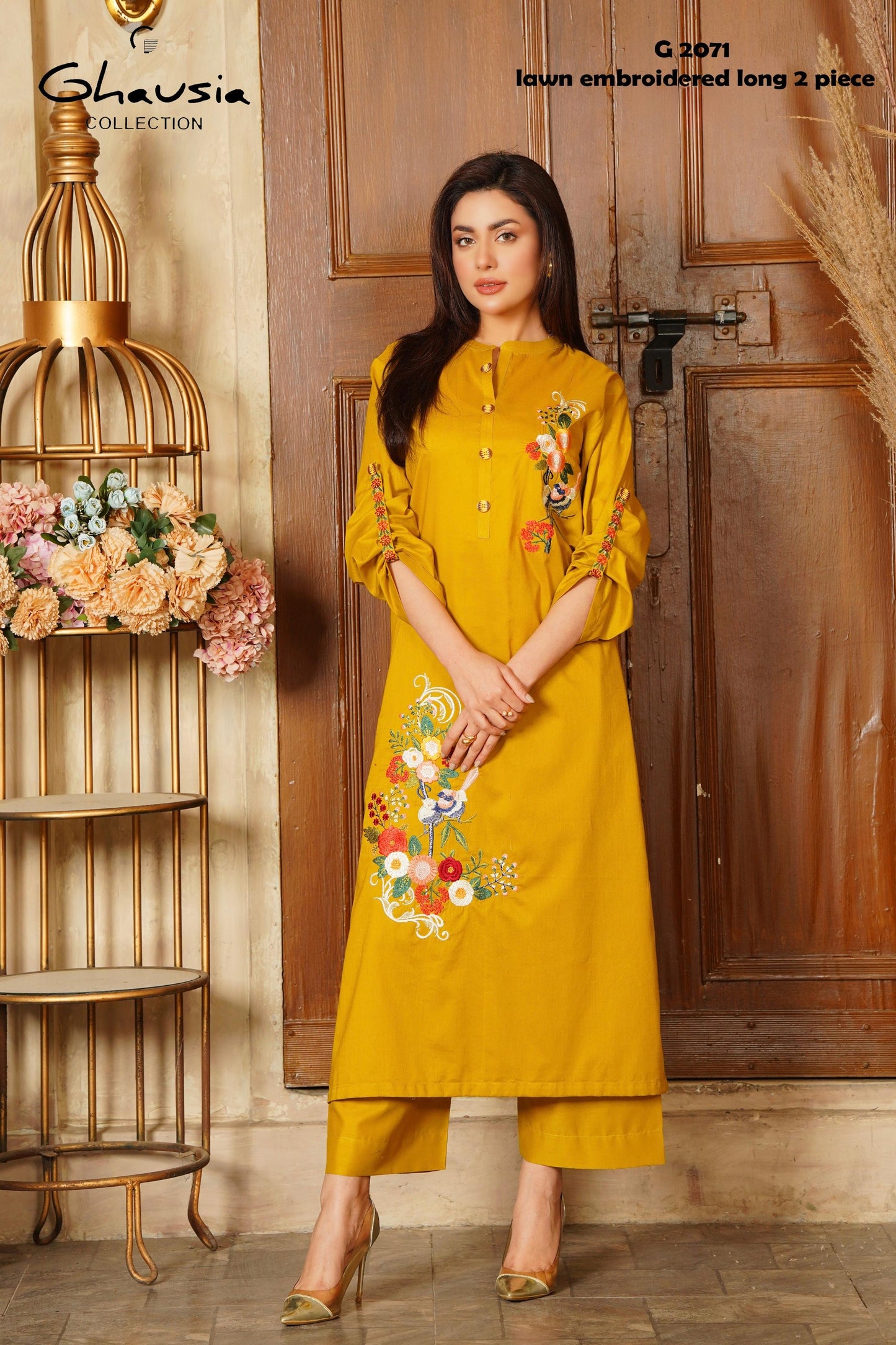 Lawn Embroidered Long kurta 2P - G2071