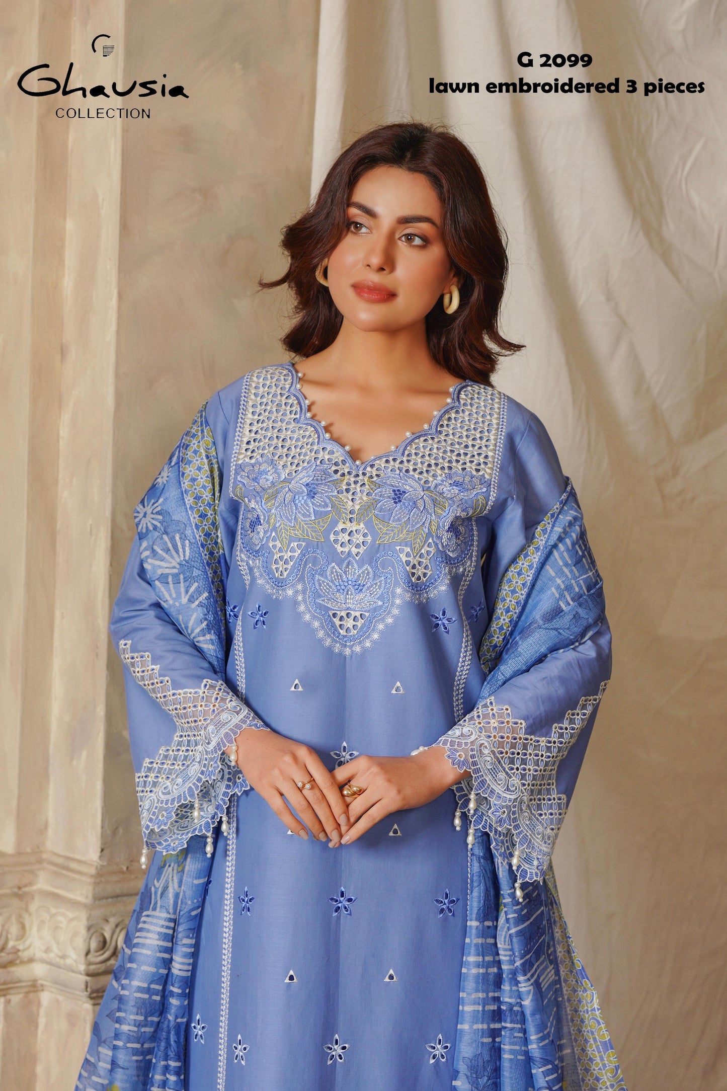 Lawn Embroidered Kurta 3P - G2099