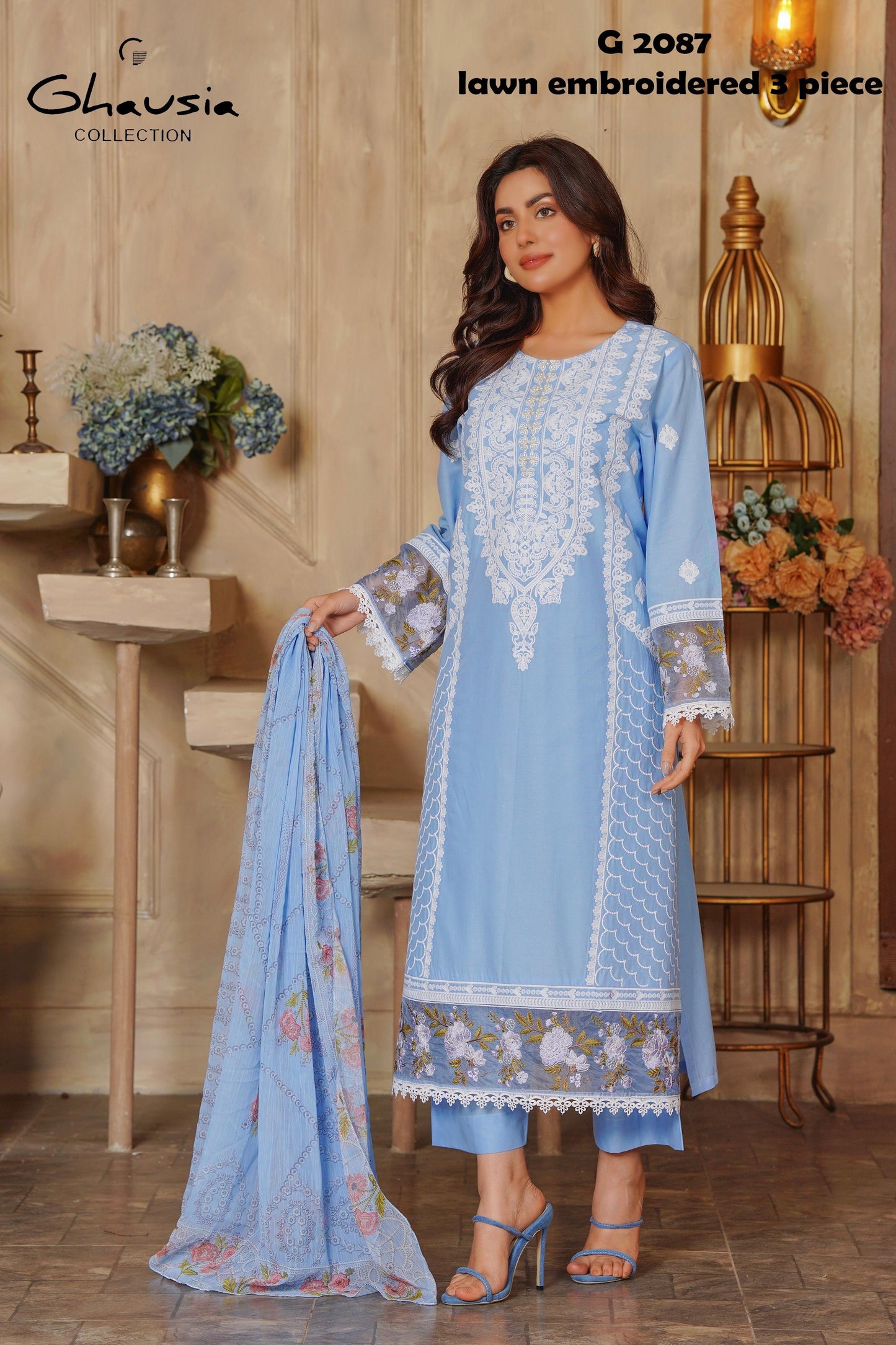 Lawn Embroidered Kurta 3P - G2087