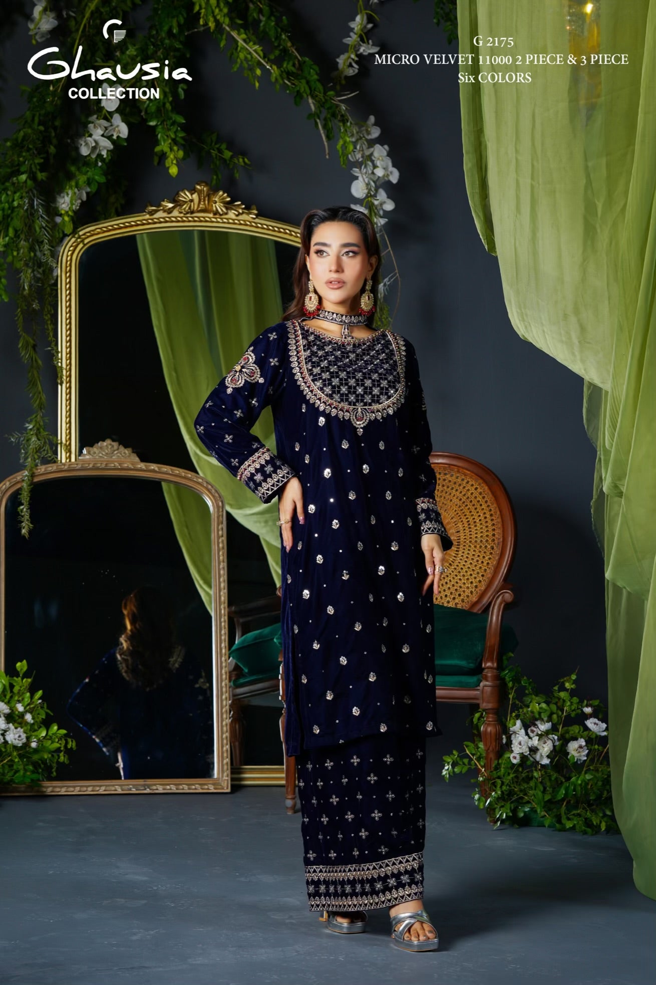 Velvet Embroidered Kurta - G2175