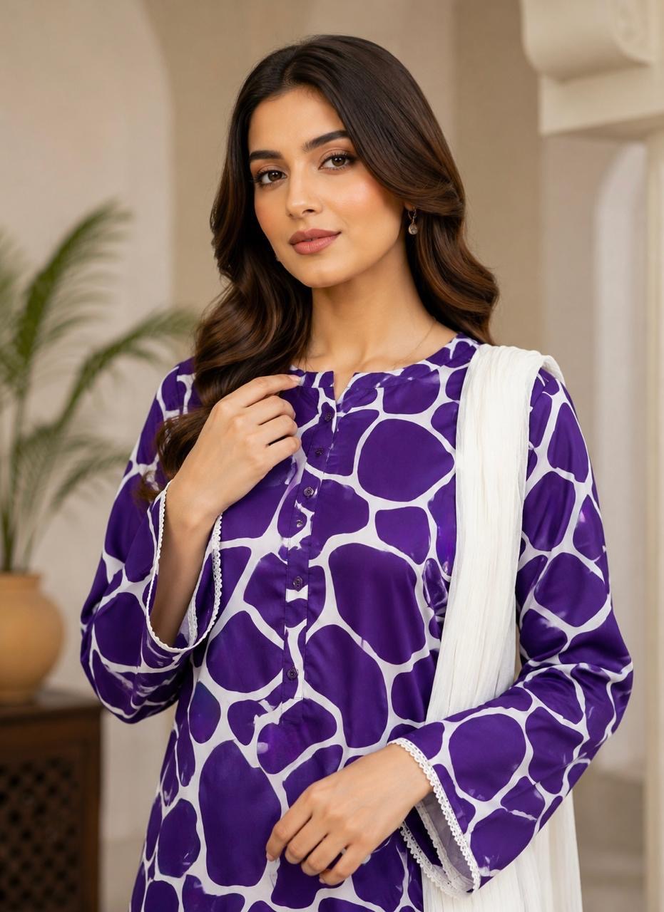 Printed Lawn Kurta 3 Piece