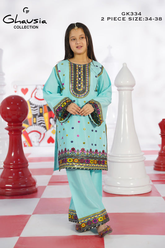 Kids Embroidered Lawn Kurta 2P - GK334