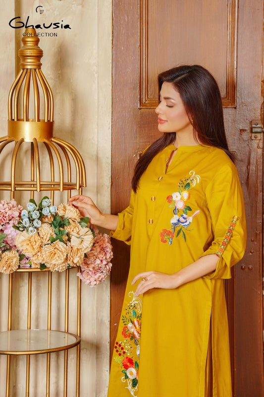 Lawn Embroidered  Long kurta 2P - G2071