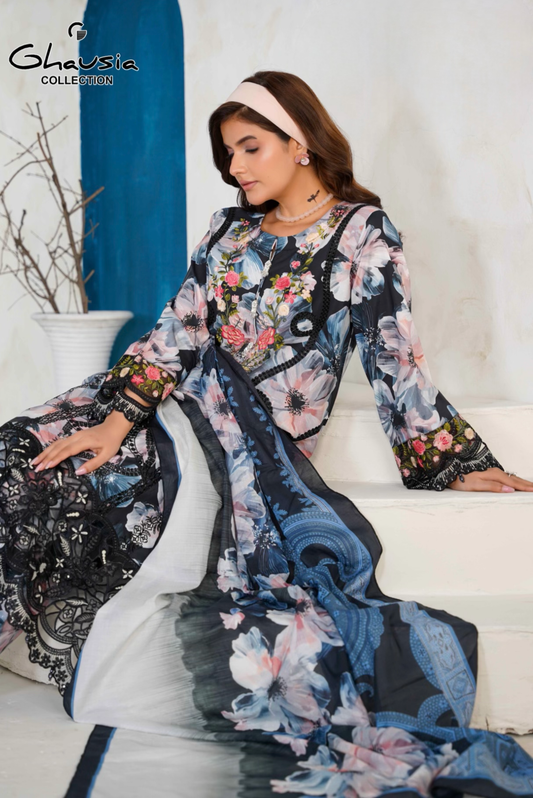 Printed Lawn Embroidered Kurta 4P - G2142