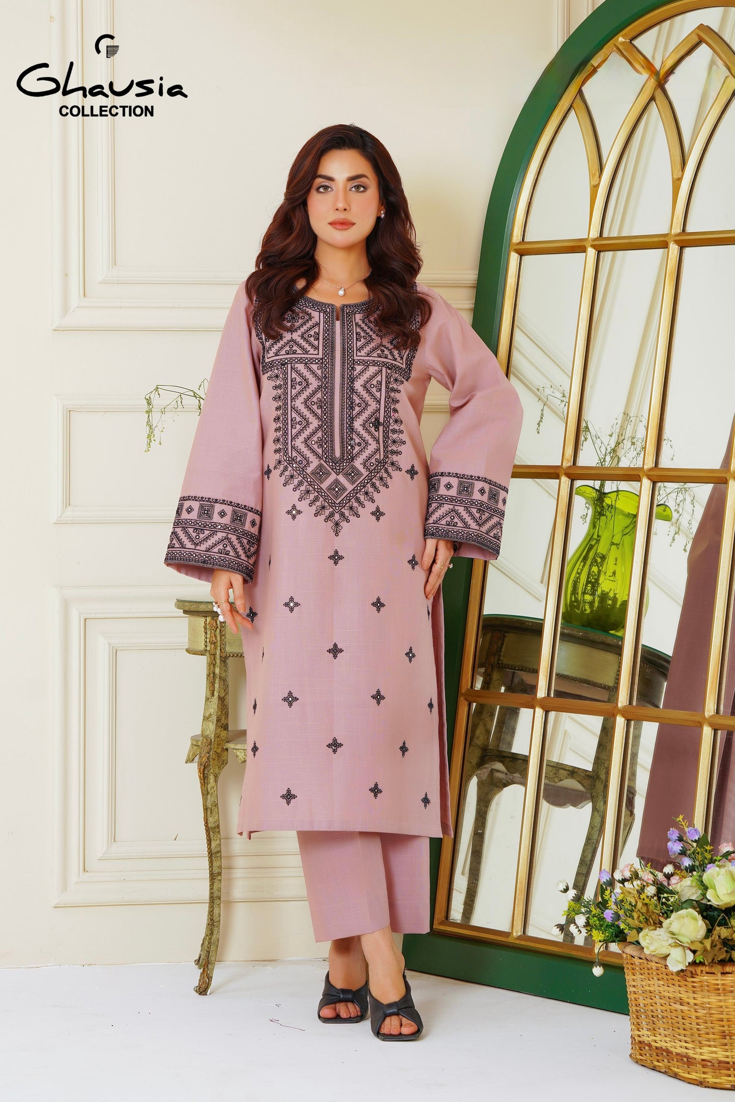 Embroidered Cambric Cotton 2pc - G2188
