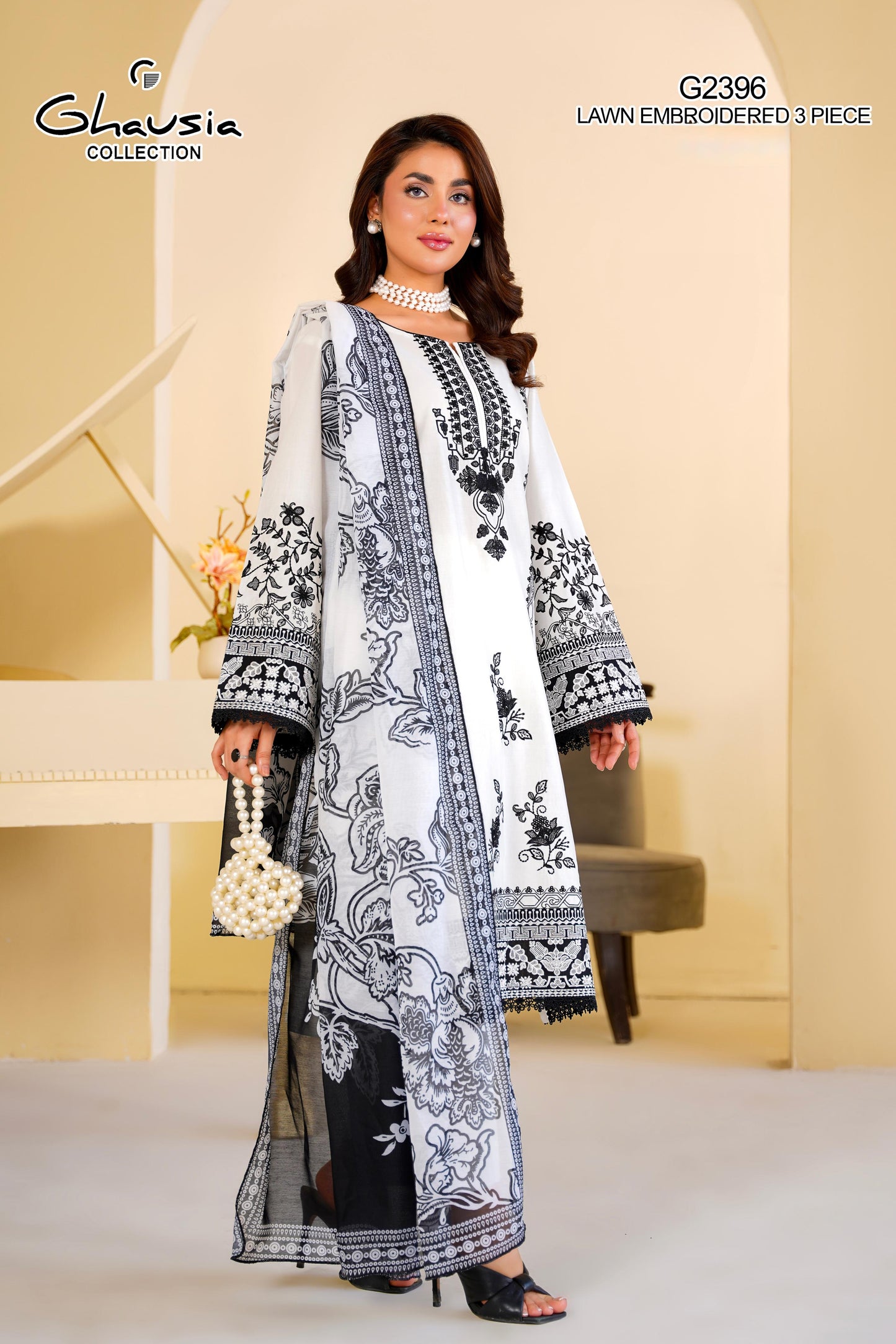 Lawn Embroidered Kurta 3P - G2396