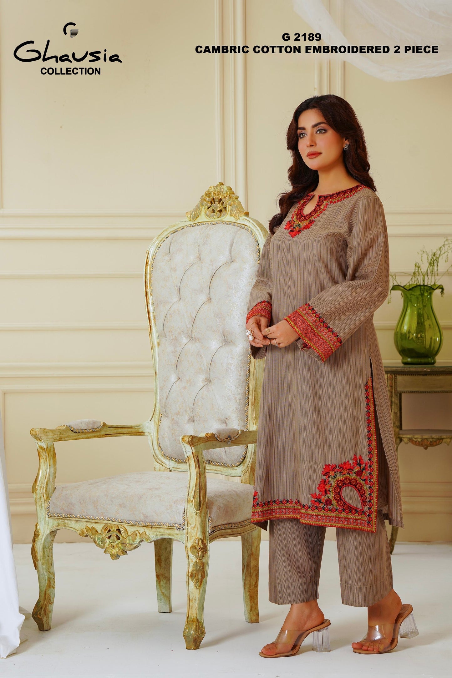 Embroidered Cambric Cotton 2pc - G2189