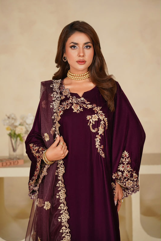 Velvet Embroidered Kurta - G2415