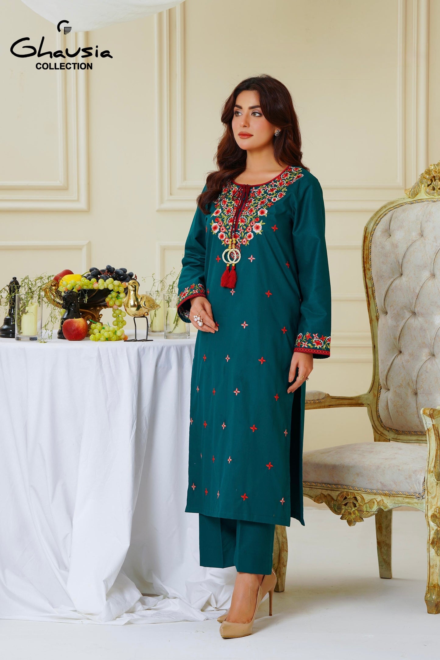 Embroidered Cambric Cotton 2pc - G2194
