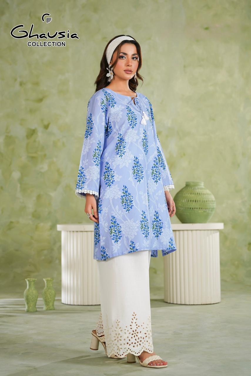 Lawn Kurta 2P - Emrbroidered Trousers