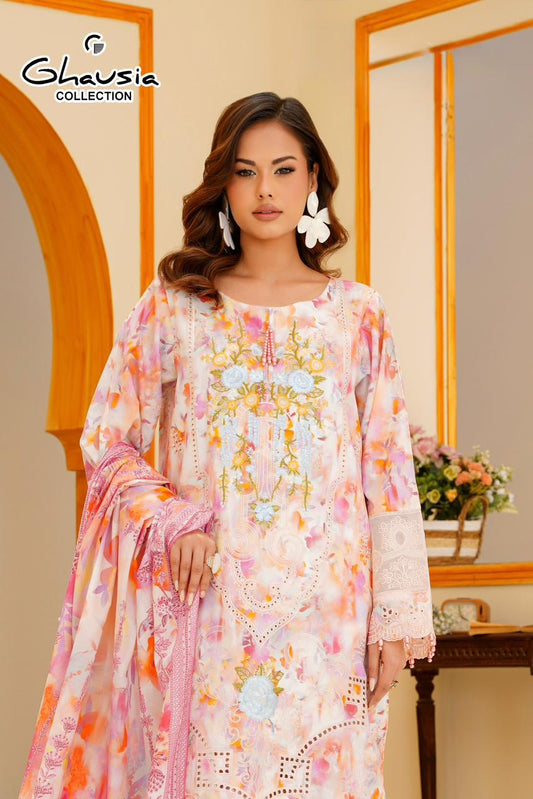 Printed Lawn Embroidered Kurta 4P - G2158
