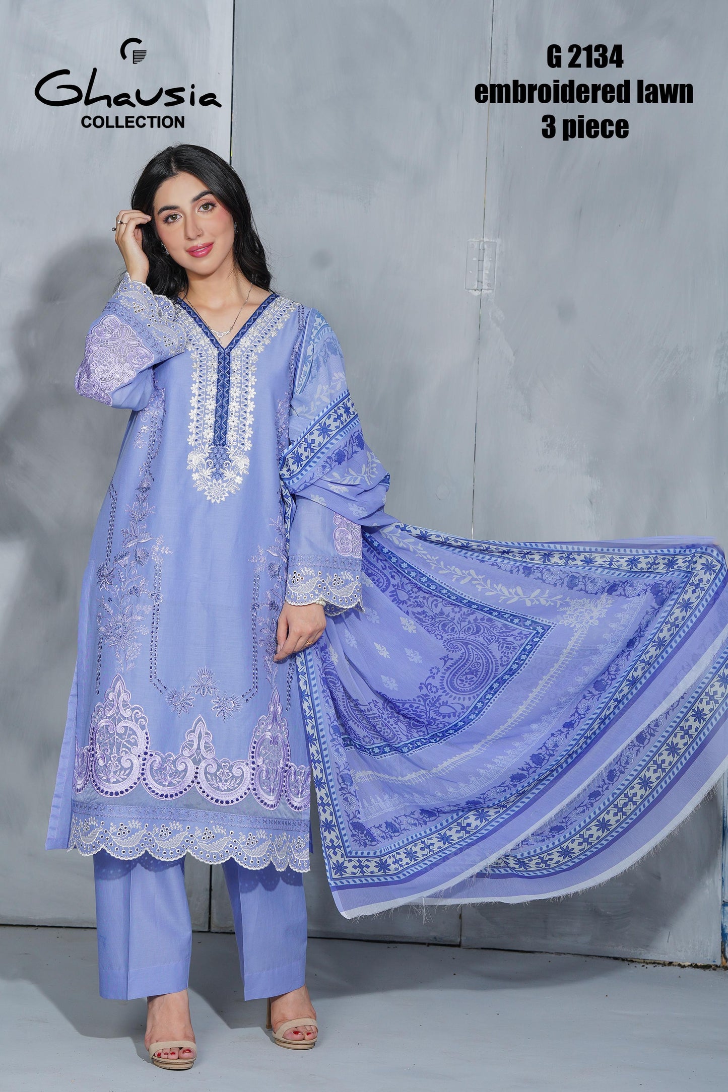 Lawn Embroidered kurta - G2134