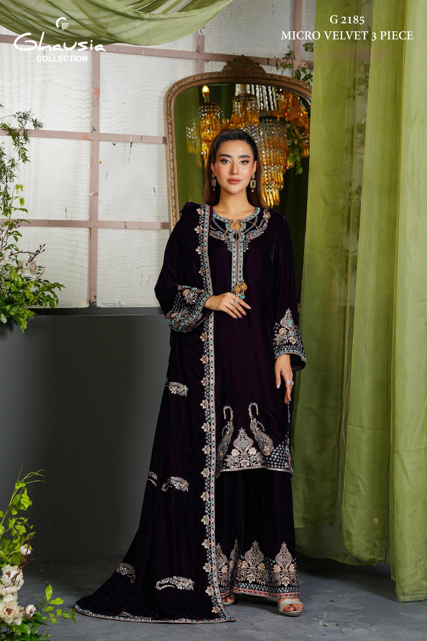Velvet Embroidered Kurta - G2185