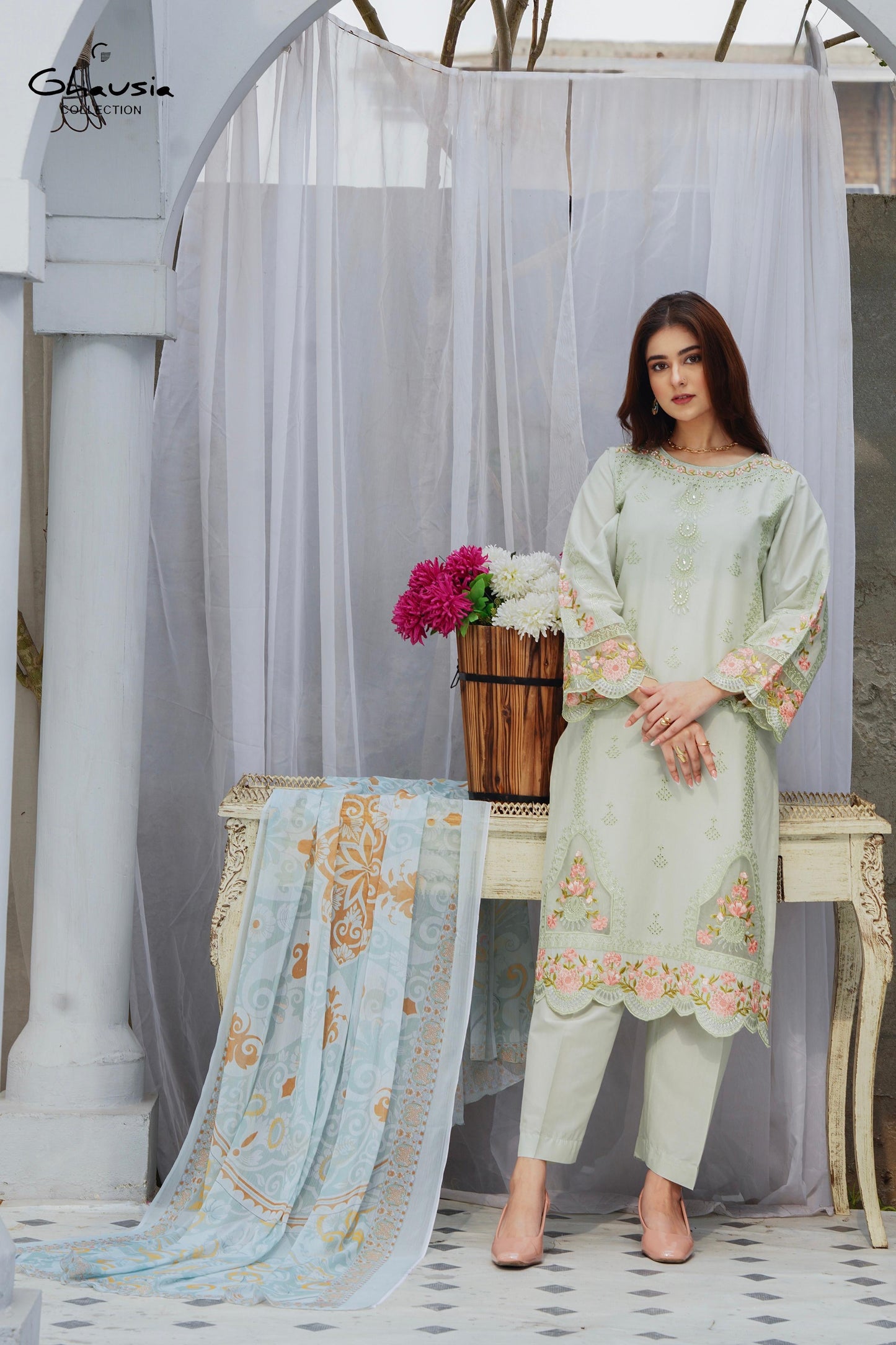Lawn Patch work & Embroidered kurta - G2017