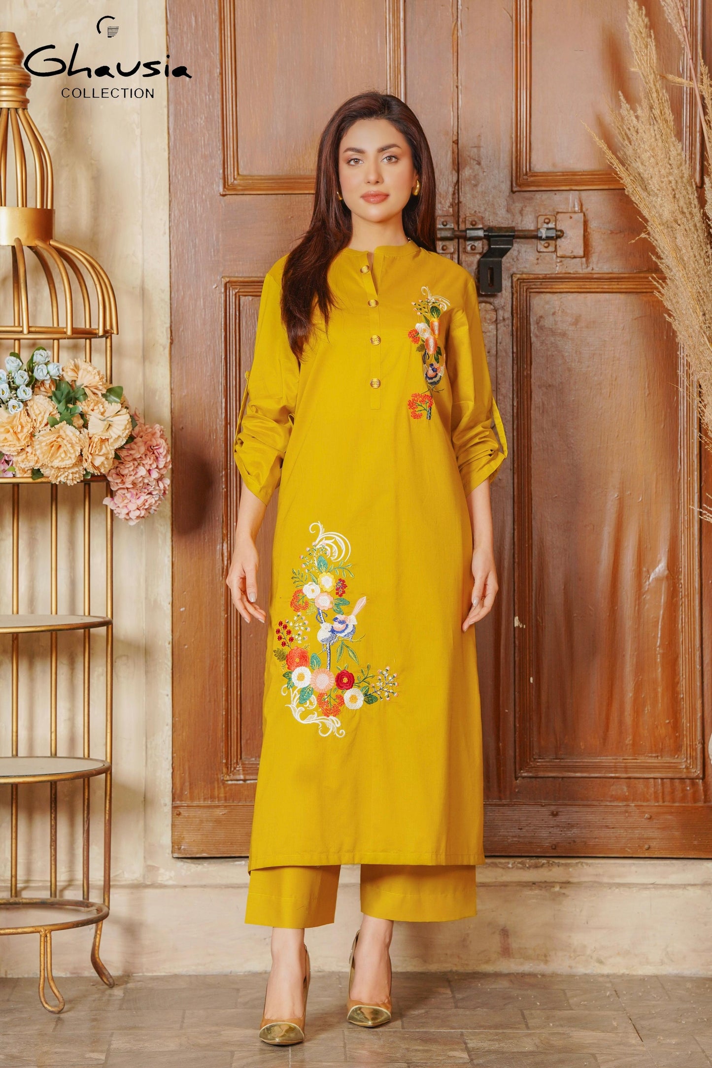 Lawn Embroidered Long kurta 2P - G2071