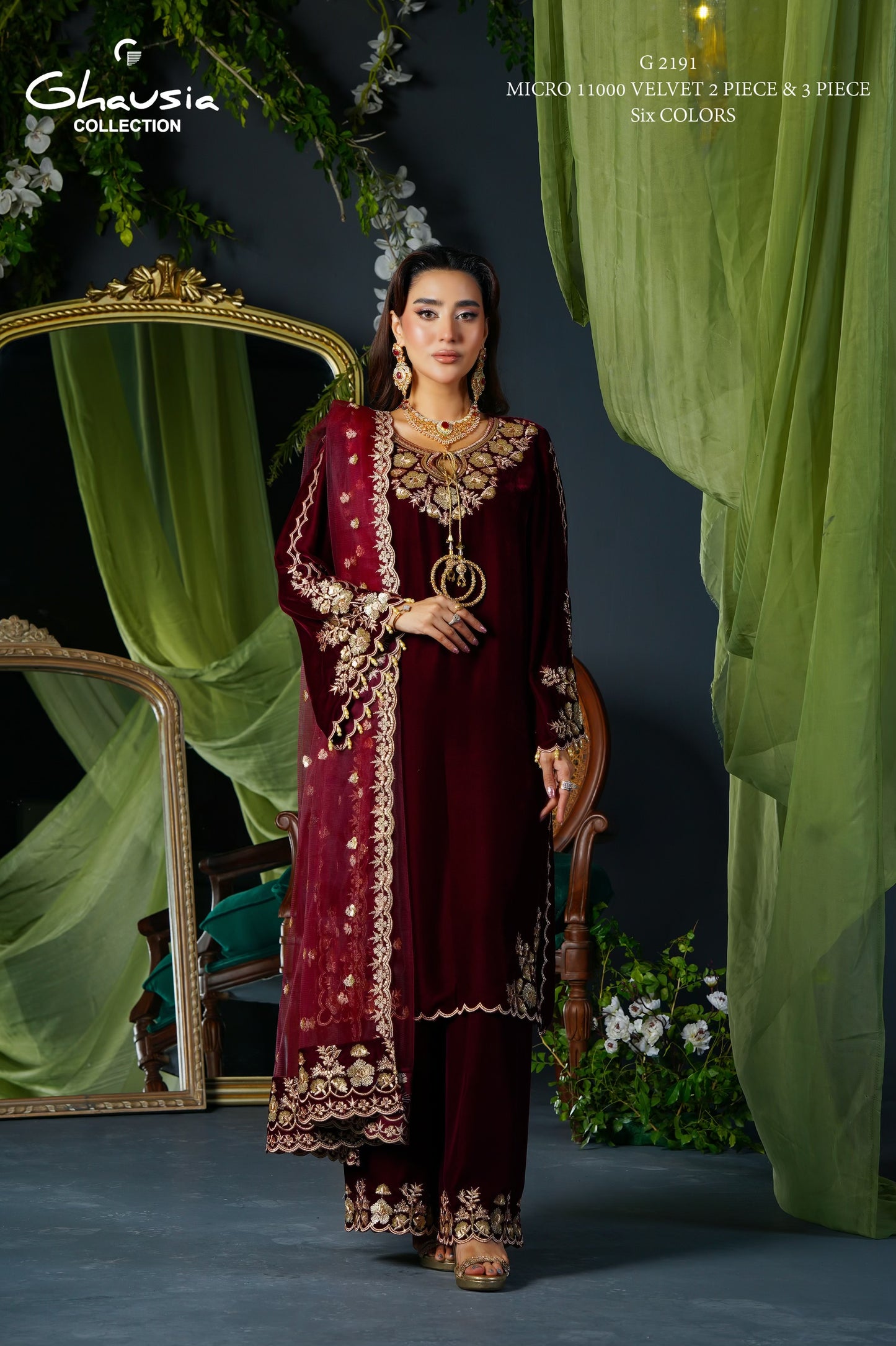 Velvet Embroidered Kurta - G2191