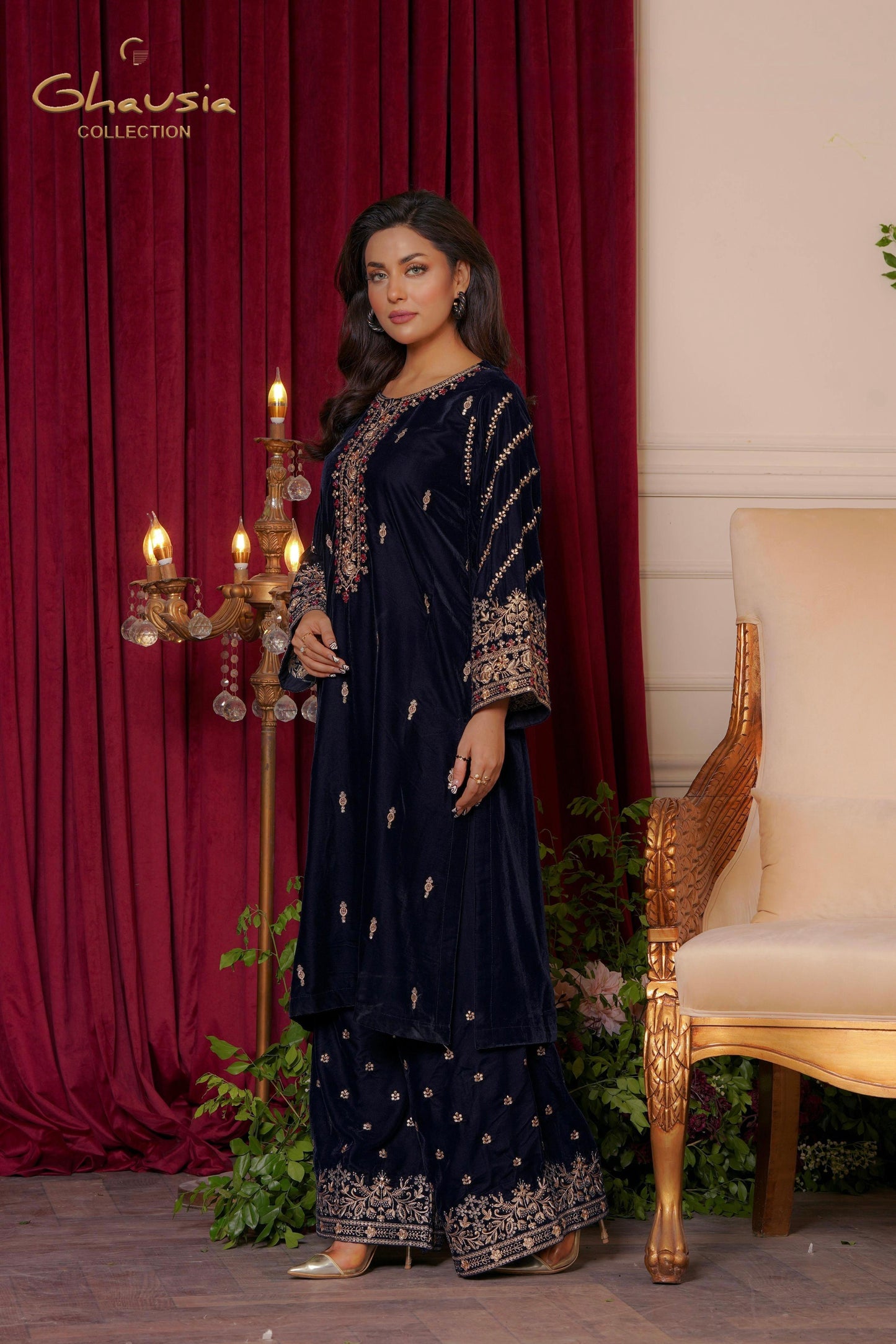 Velvet Embroidered kurta - G1901