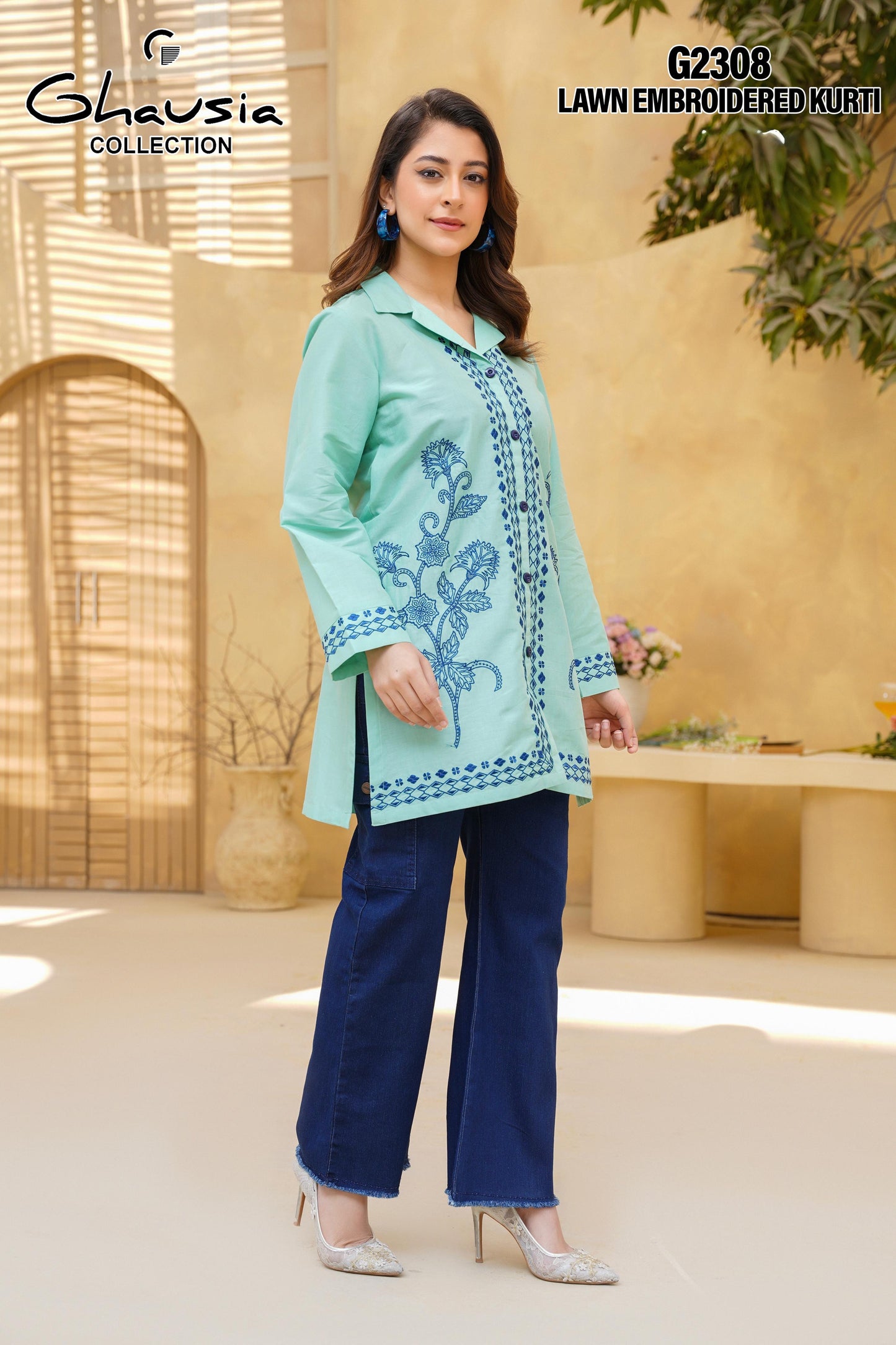Cotton Embroidered Kurti 1P - G2308