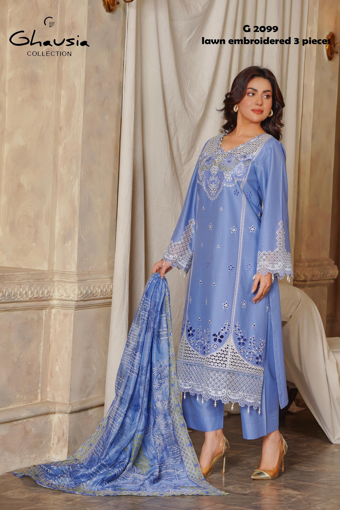 Lawn Embroidered Kurta 3P - G2099