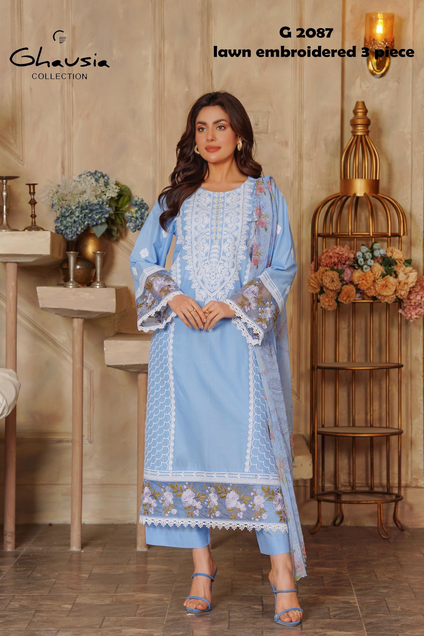 Lawn Embroidered Kurta 3P - G2087