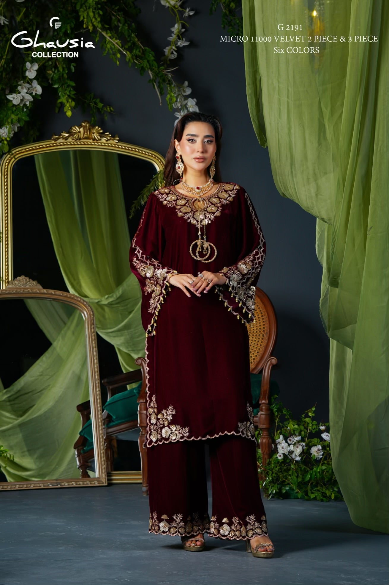 Velvet Embroidered Kurta - G2191