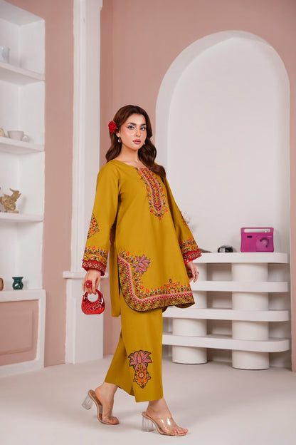 Embroidered Cambric Cotton 2pc