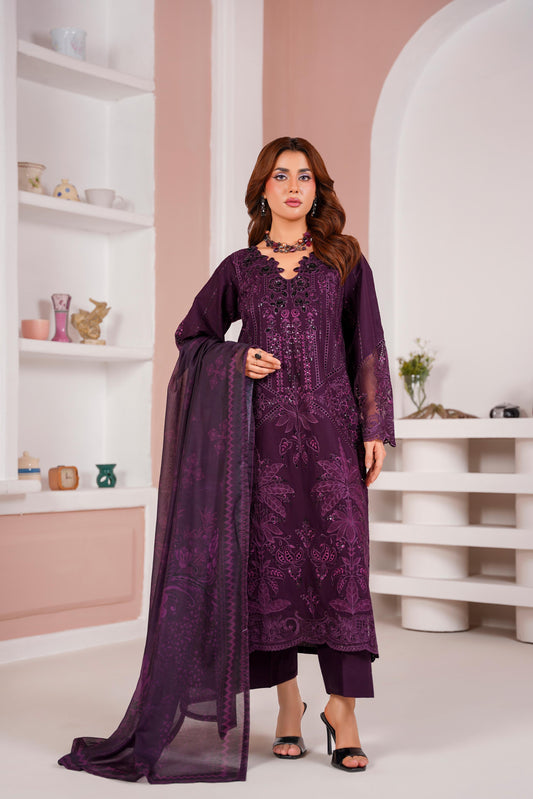 Embroidered Cambric Cotton 3pc