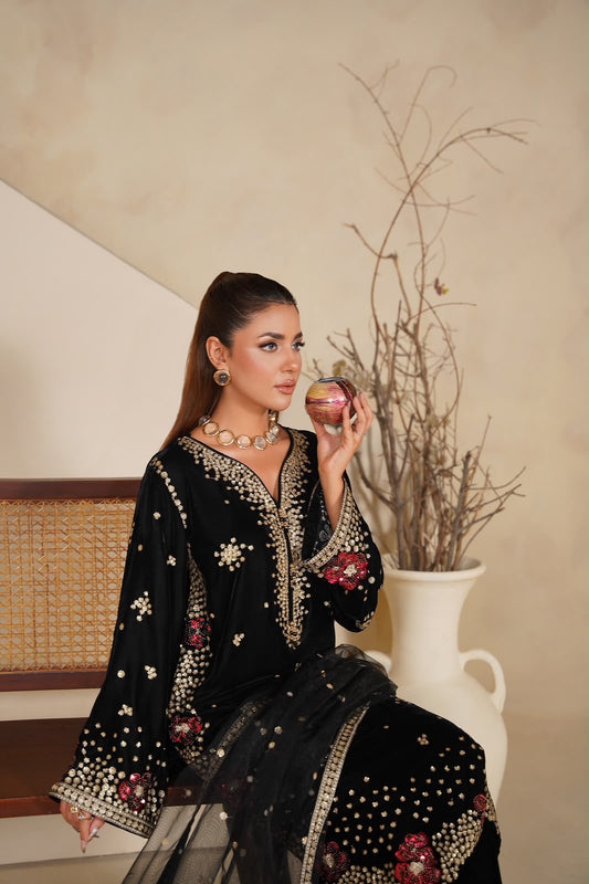 Velvet Embroidered Kurta - G2447