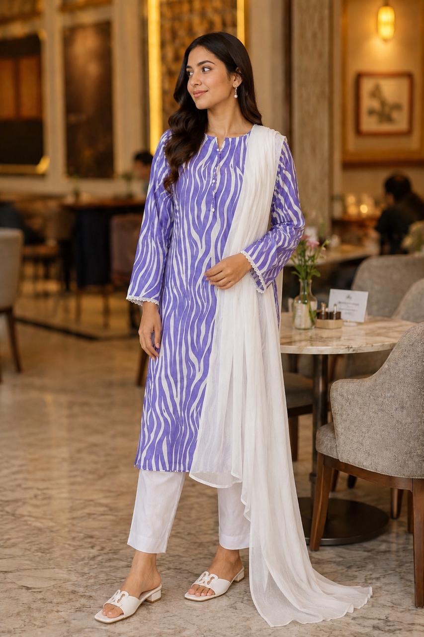 Printed Lawn Kurta 3 Piece