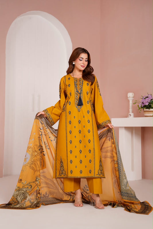 Embroidered Cambric Cotton 3pc