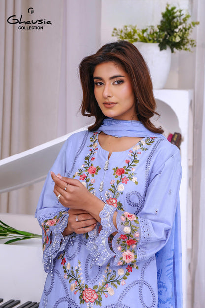 Lawn Embroidered Kurta 3P - G2142