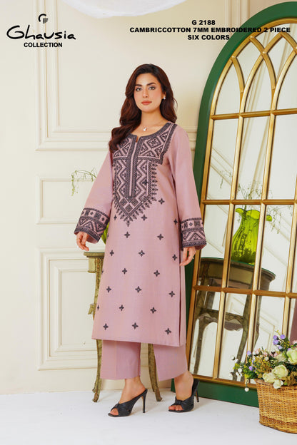 Embroidered Cambric Cotton 2pc - G2188