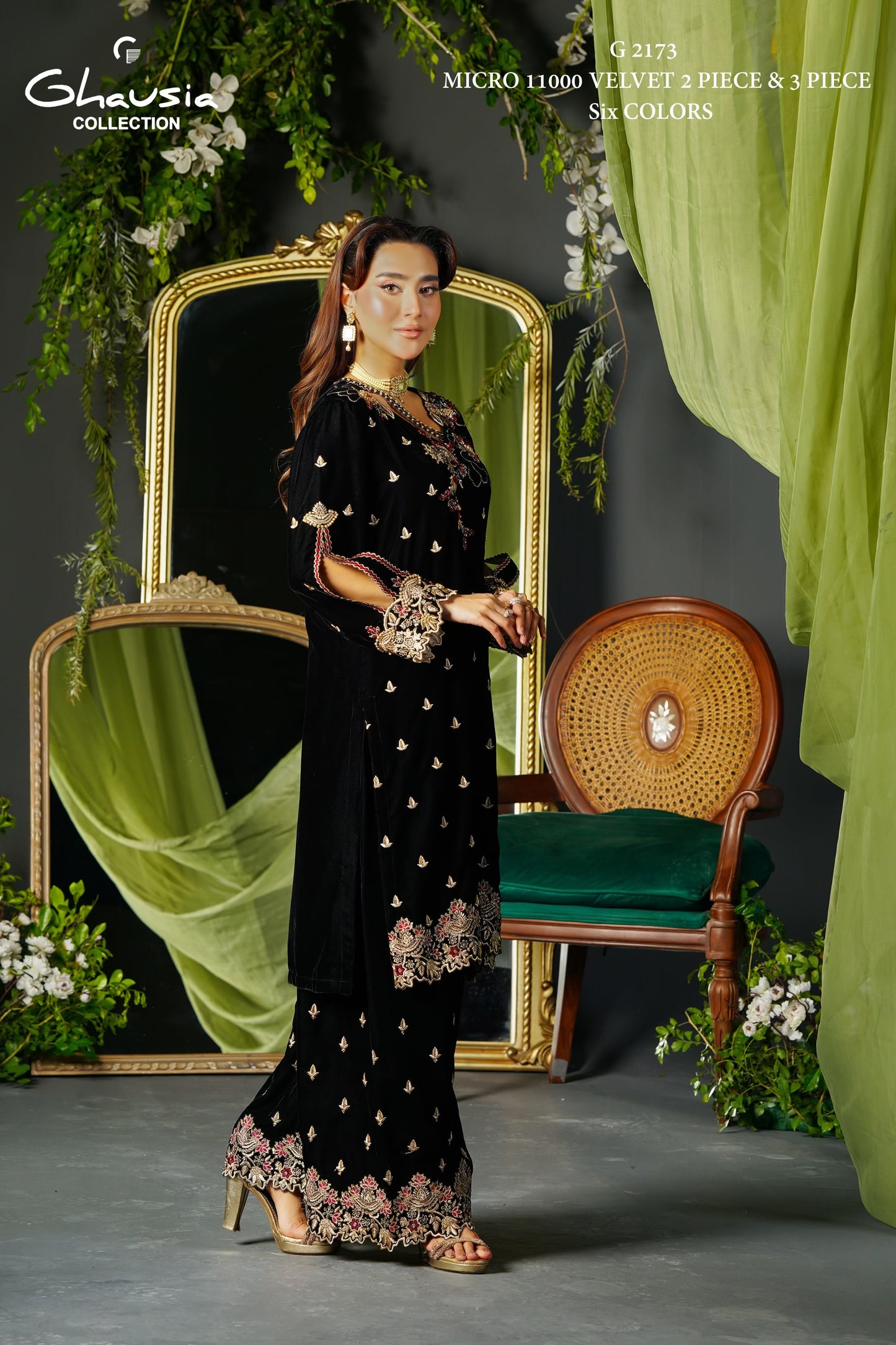 Velvet Embroidered Kurta - G2173