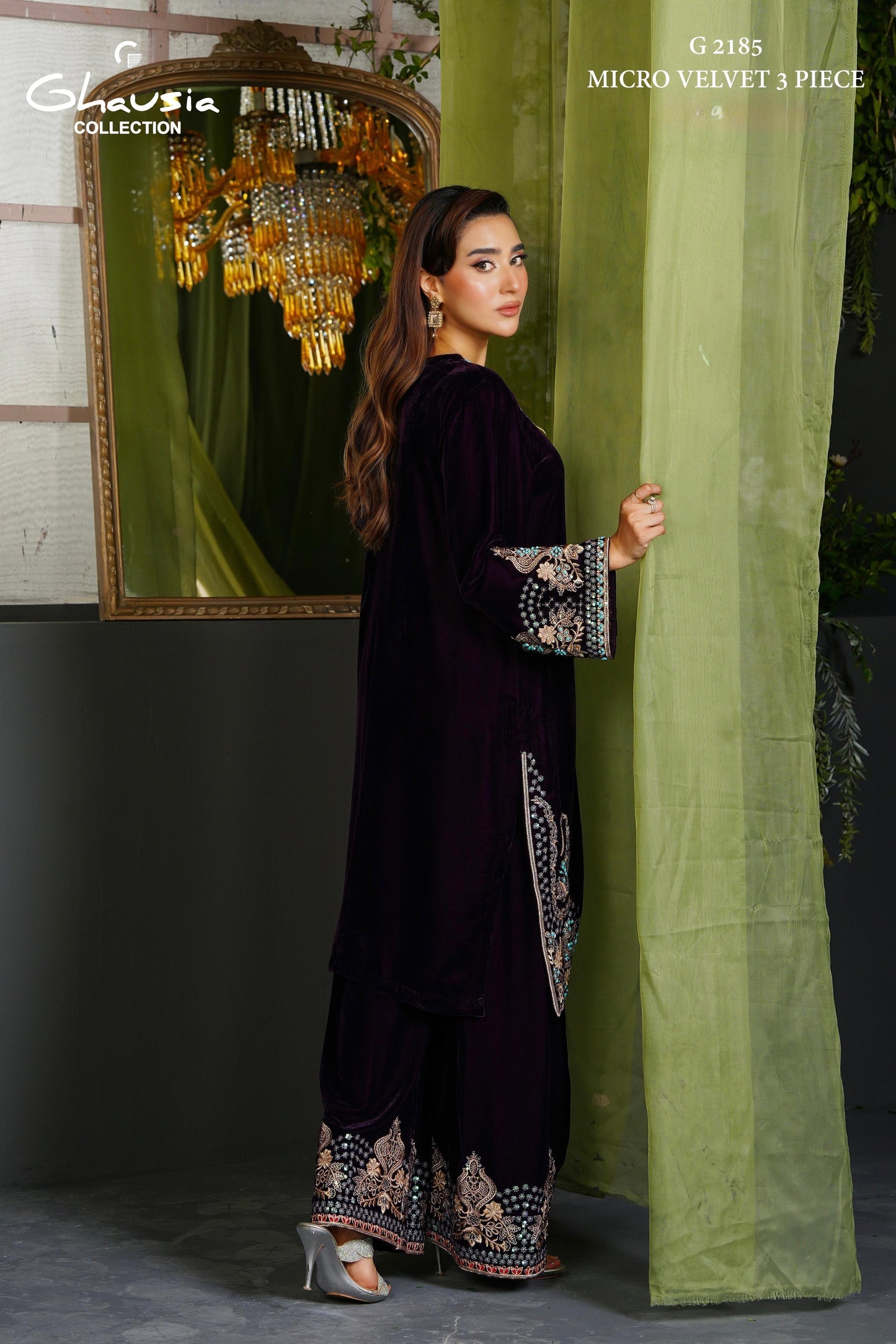 Velvet Embroidered Kurta - G2185