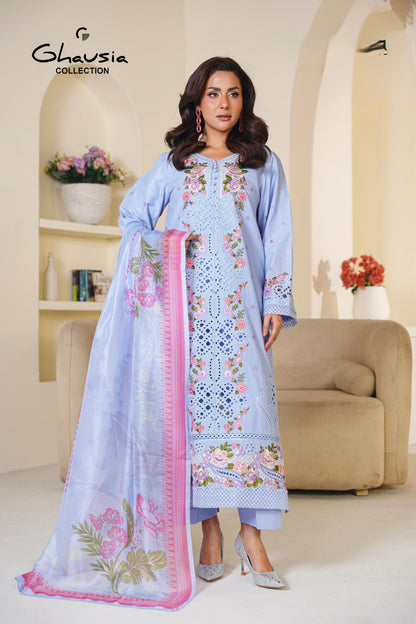 Lawn Embroidered Kurta 3P - G2286