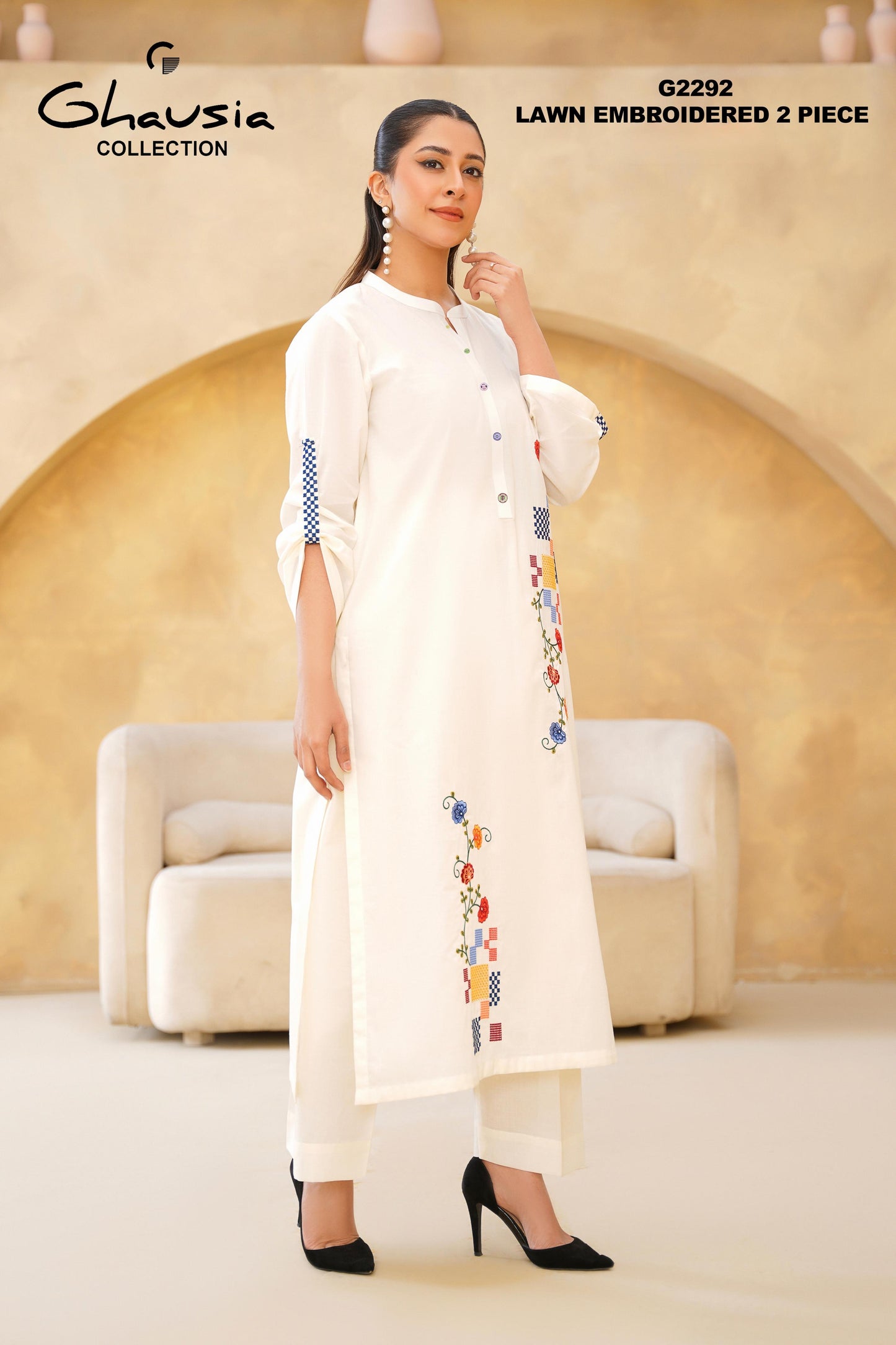 Lawn Embroidered kurta 2P - G2292