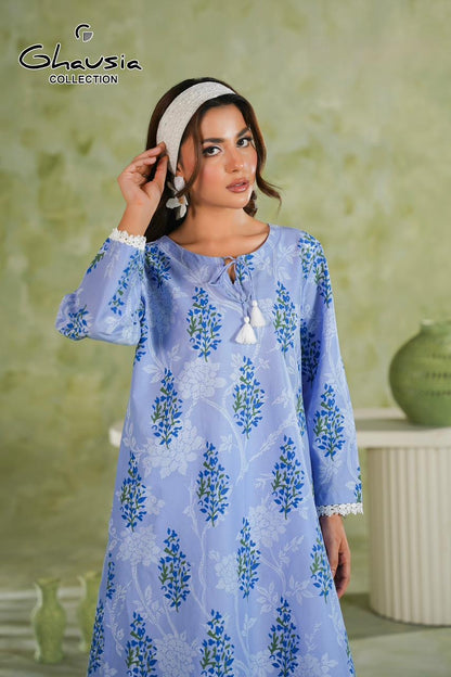 Lawn Kurta 2P - Emrbroidered Trousers
