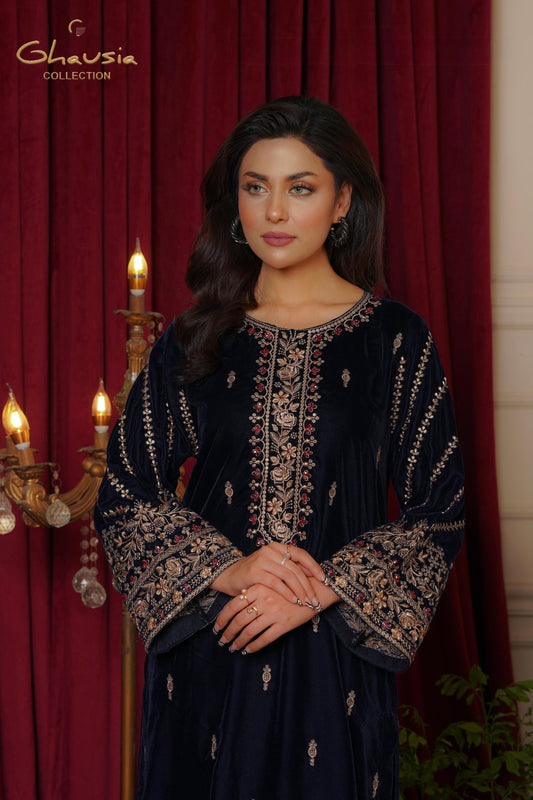 Velvet Embroidered kurta - G1901