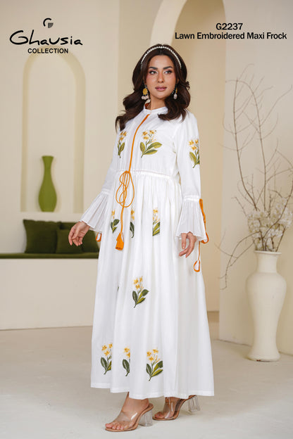Cotton Embroidered Maxi frock - G2237