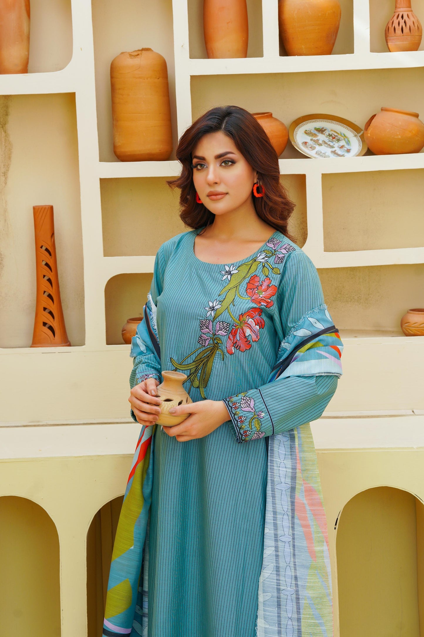 Embroidered Cambric Cotton 3pc