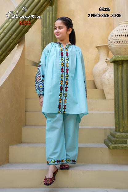 Kids Embroidered Lawn Kurta 2P - GK325