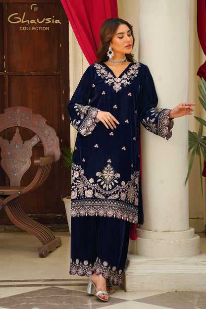 Velvet Embroidered 2p - G1894 - Ghausia Collection