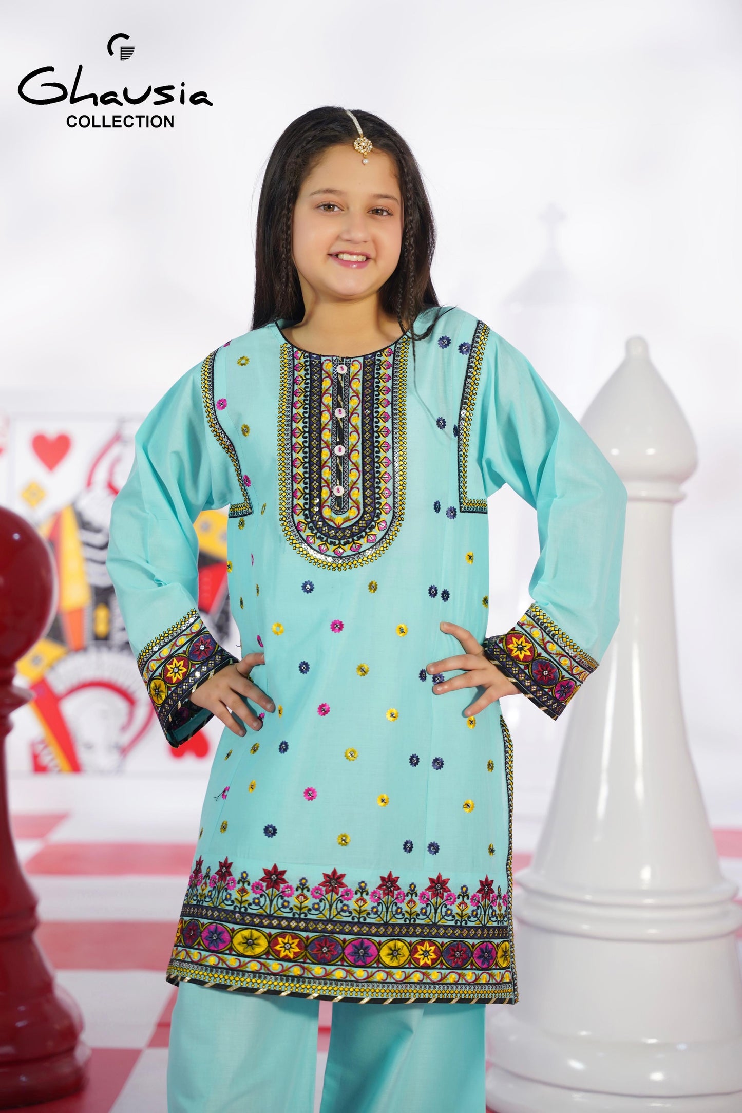 Kids Embroidered Lawn Kurta 2P - GK334