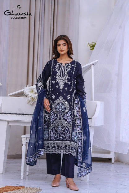 Lawn Embroidered Kurta 3P - G2196