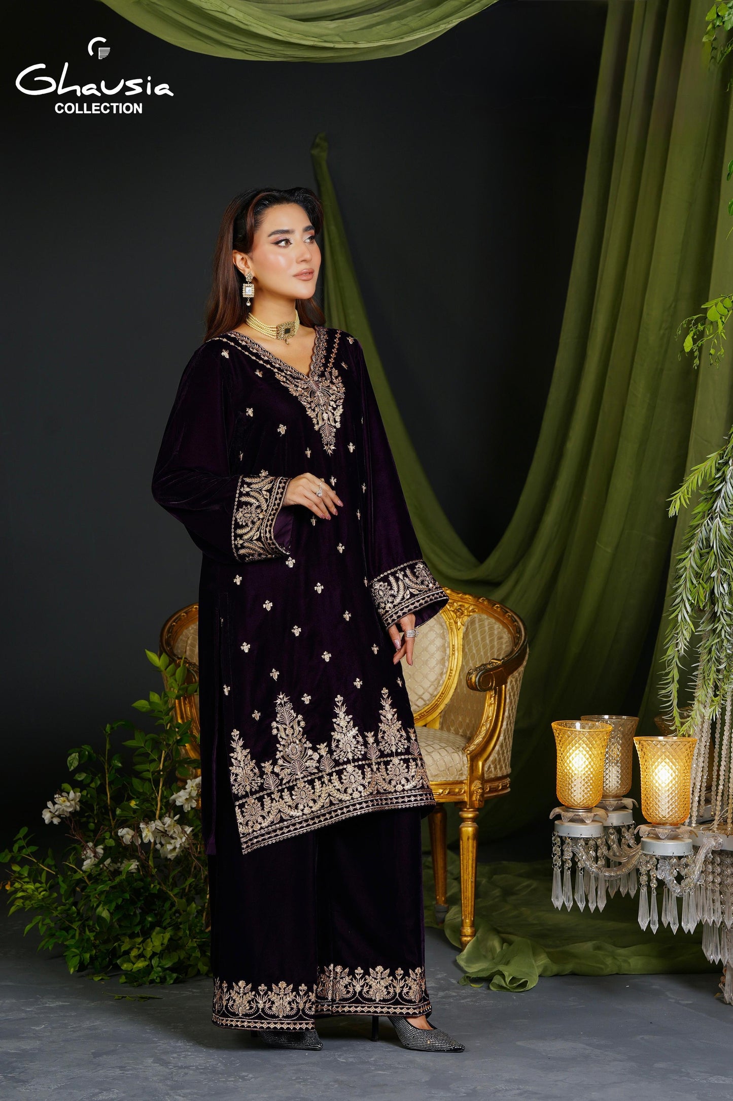 Velvet Embroidered Kurta - G2201