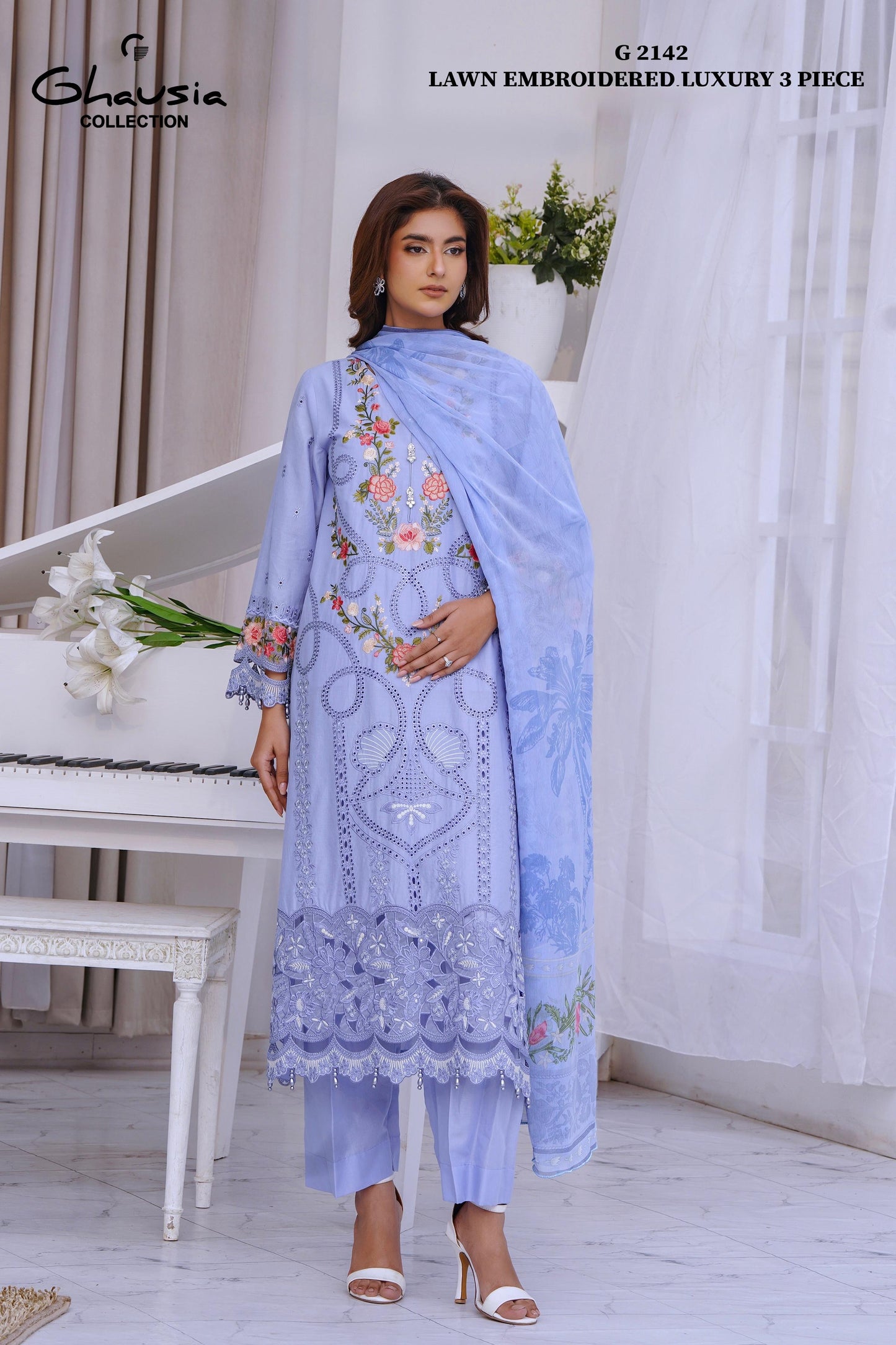 Lawn Embroidered Kurta 3P - G2142